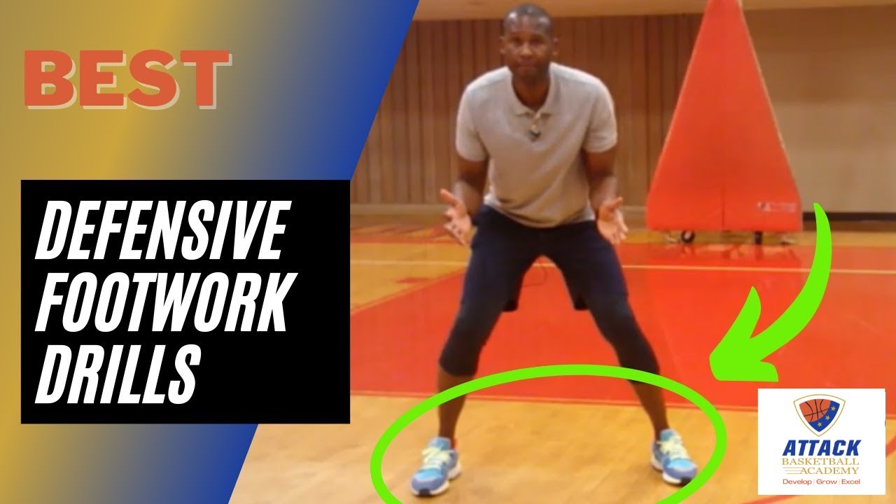 Basketball player executing footwork drills on the court